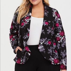 Black Floral Ponte Blazer
